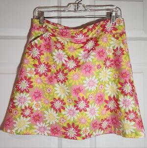 Ana Clare Active Floral Pink and Yellow Women's Skort Medium